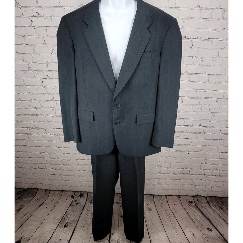 Hart Schaffner & Marx Blue Check Full Suit USA Made Jacket Size 42R Pants 34x31